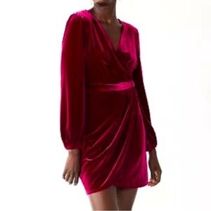 Nine West NWT Long Sleeve Burgundy Wrap Belted Velvet Dress Size XXL‎